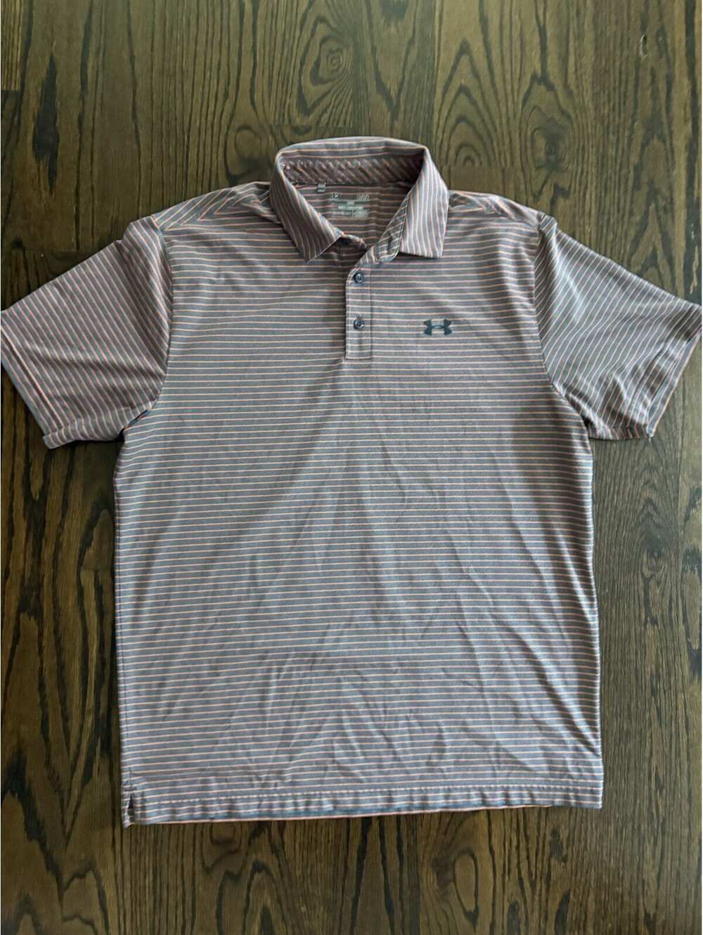 Under Armour HeatGear Loose Polo Shirt Mens Large Gray Orange Golf Performance